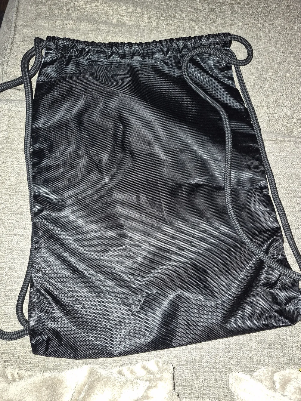 adidas Men's Black and Gray Drawstring Gym Sack